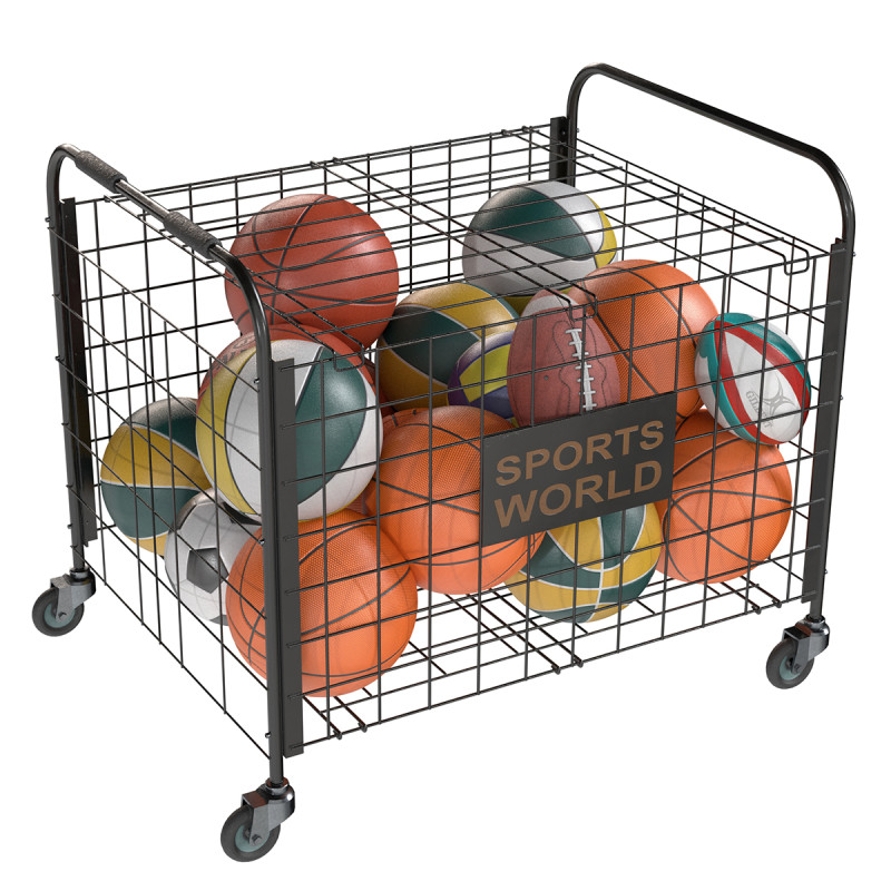 Metalowy pojemnik na kulki, czarny i wiele piłek Model 3D .c4d .max .obj .3ds .fbx .stl .blend 