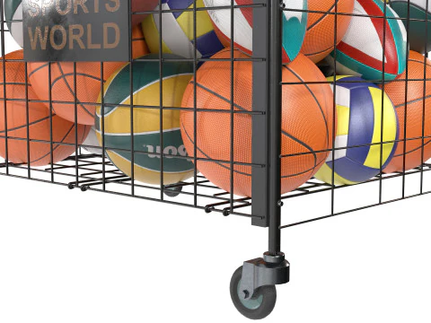 Metal ball storage black and multiple balls 3D Model