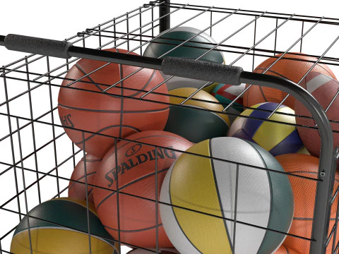 Metal ball storage black and multiple balls 3D Model