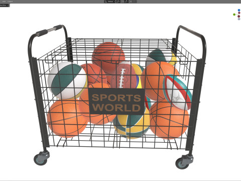 Metalowy pojemnik na kulki, czarny i wiele piłek Model 3D