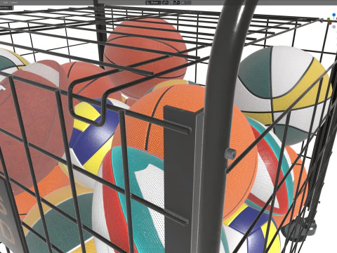 Metal ball storage black and multiple balls 3D Model