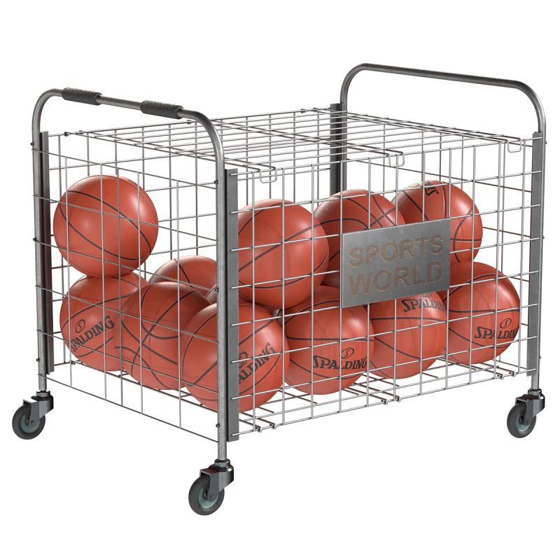Metal ball storage steel and basketball spalding 3D Model .c4d .max .obj .3ds .fbx .stl .blend