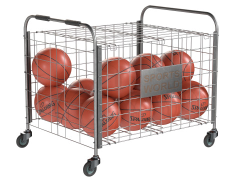 Metal ball storage steel and basketball spalding 3D Model