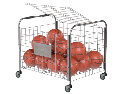Metal ball storage steel and basketball spalding 3D Model