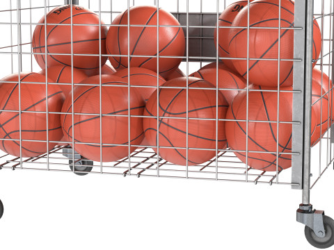 Metal ball storage steel and basketball spalding 3D Model