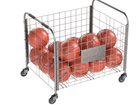 Metal ball storage steel and basketball spalding 3D Model