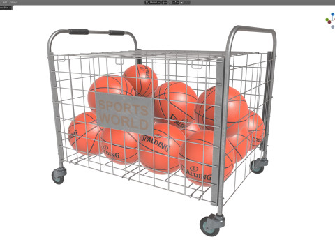 Metal ball storage steel and basketball spalding 3D Model
