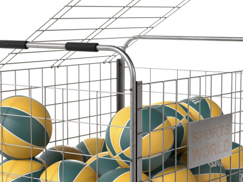 Metal ball storage steel and basketball wilson 3D Model