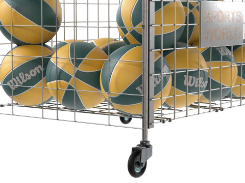 Metal ball storage steel and basketball wilson 3D Model