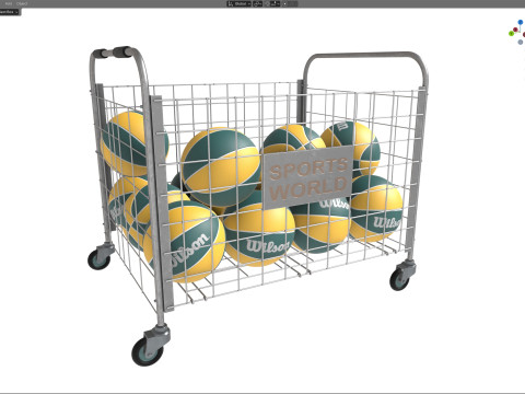 Metal ball storage steel and basketball wilson 3D Model