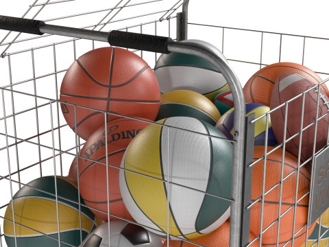 Metalowa stal do przechowywania kulek i wiele kulek Model 3D