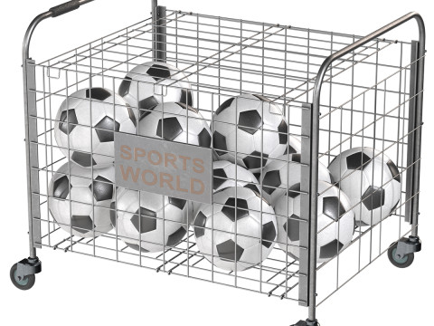 Metalen ballenopslag staal en voetballen 3D Model