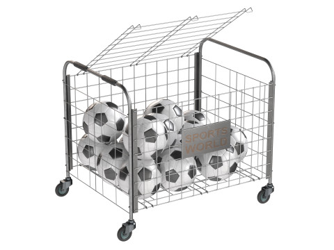 Metal ball storage steel and soccer balls 3D Model