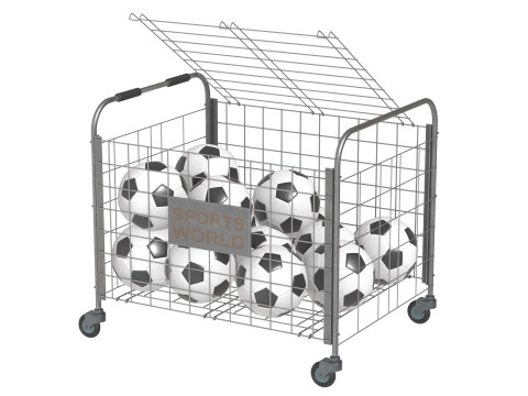 Metal ball storage steel and soccer balls 3D Model