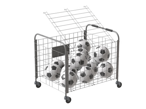 Metal ball storage steel and soccer balls 3D Model