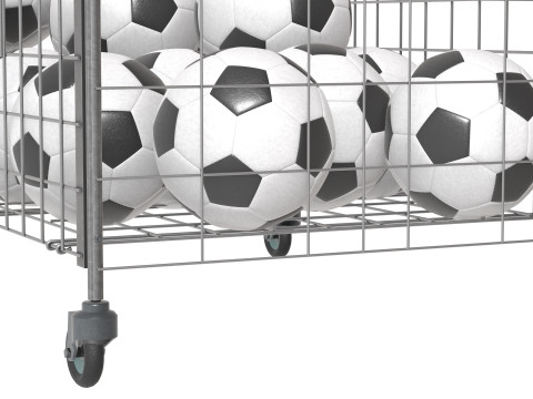 Metal ball storage steel and soccer balls 3D Model