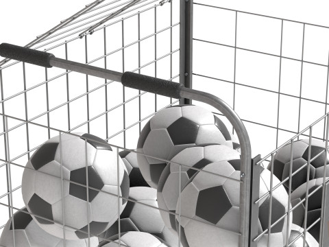 Metal ball storage steel and soccer balls 3D Model