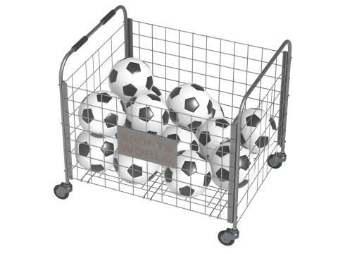 Metal ball storage steel and soccer balls 3D Model