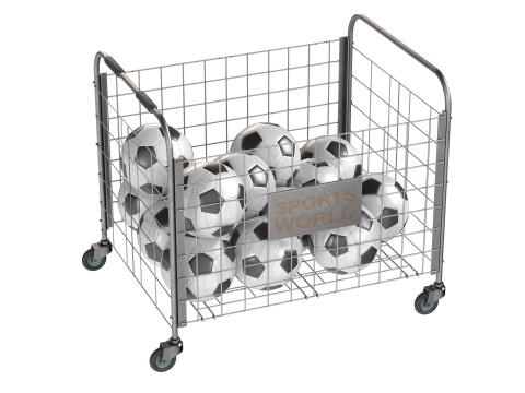 Metal ball storage steel and soccer balls 3D Model