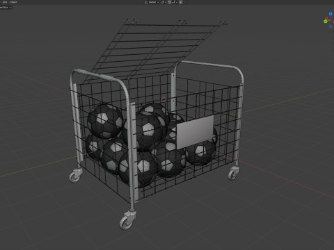 Metal ball storage steel and soccer balls 3D Model