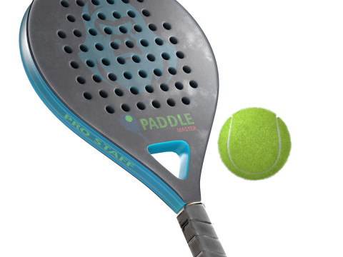 Paddle-tennisracket en tennisbal 3D Model