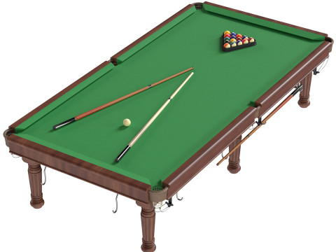 Table de billard avec queue de billard Modèle 3D