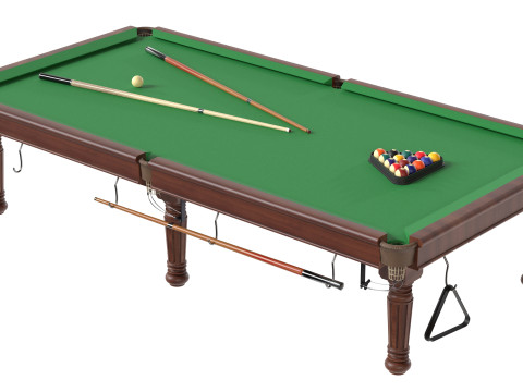 Mesa de bilhar com taco Modelo 3D