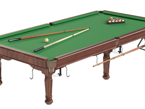 Mesa de bilhar com taco Modelo 3D