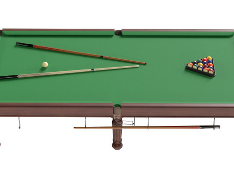 Mesa de bilhar com taco Modelo 3D