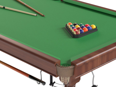 Mesa de bilhar com taco Modelo 3D