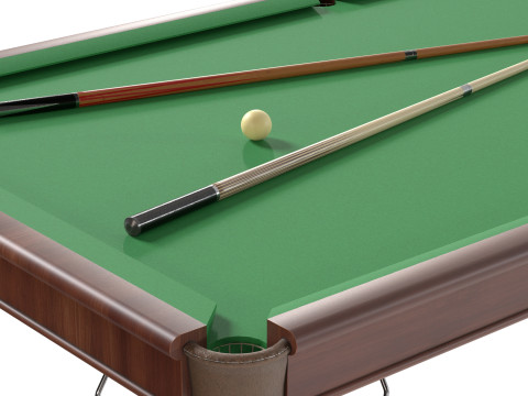 Mesa de bilhar com taco Modelo 3D