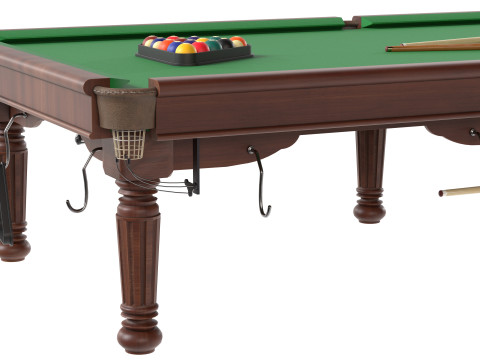 Mesa de bilhar com taco Modelo 3D