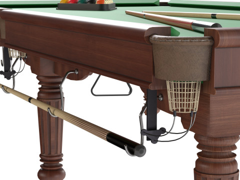 Mesa de bilhar com taco Modelo 3D