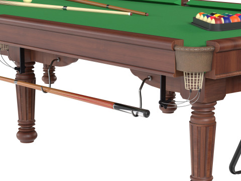 Mesa de bilhar com taco Modelo 3D
