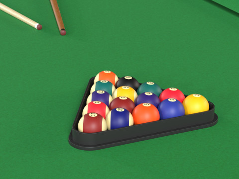 Mesa de bilhar com taco Modelo 3D