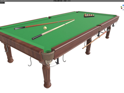 Mesa de bilhar com taco Modelo 3D