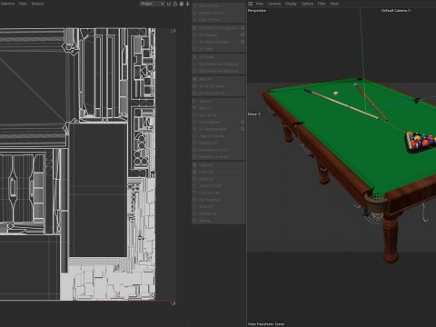 Mesa de bilhar com taco Modelo 3D