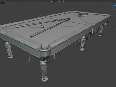 Mesa de bilhar com taco Modelo 3D