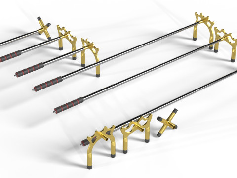 Jembatan Tongkat Biliar yang Dapat Ditarik Model 3D