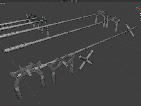 Jembatan Tongkat Biliar yang Dapat Ditarik Model 3D