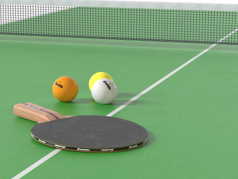 Bola de pingue-pongue de raquete de tênis de mesa Modelo 3D