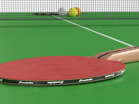 Bola de pingue-pongue de raquete de tênis de mesa Modelo 3D