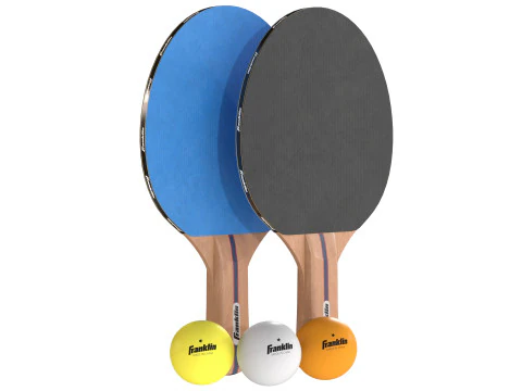 Table tennis paddle blue with balls 3D Model