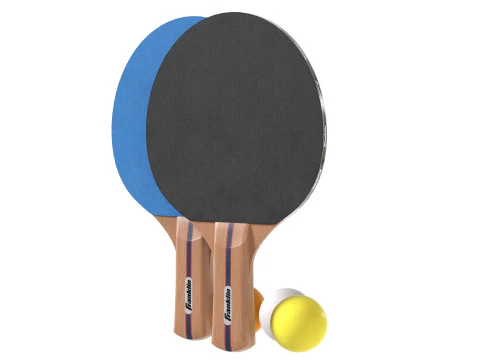 Table tennis paddle blue with balls 3D Model