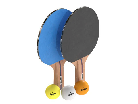 Table tennis paddle blue with balls 3D Model