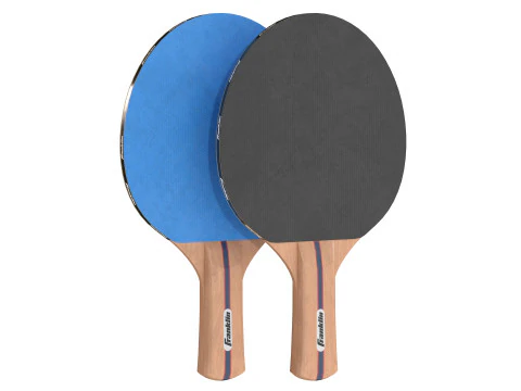 Table tennis paddle blue with balls 3D Model