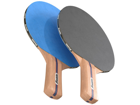 Raquete de tênis de mesa azul com bolas Modelo 3D