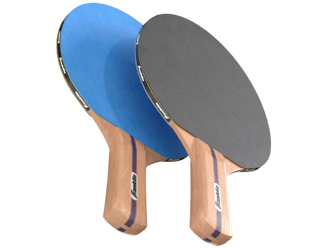 Table tennis paddle blue with balls 3D Model
