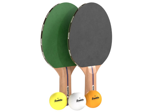 Raquete de tênis de mesa verde com bolas Modelo 3D