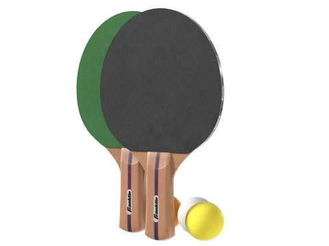 Table tennis paddle green with balls 3D Model